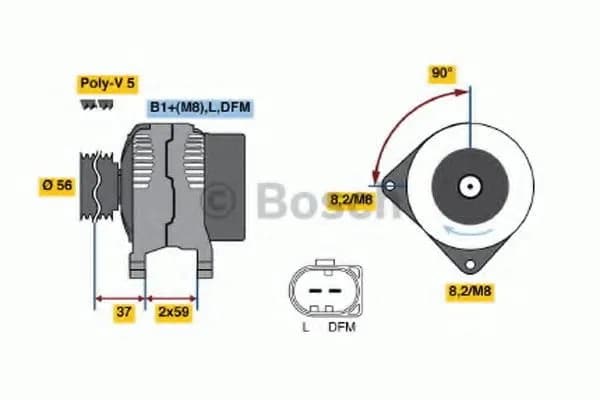 BOSCH 0124325018 12V 90A alternator for AUDI A4, VW PASSAT, VW PASSAT Variant - ALT-BOS-0016_main.webp